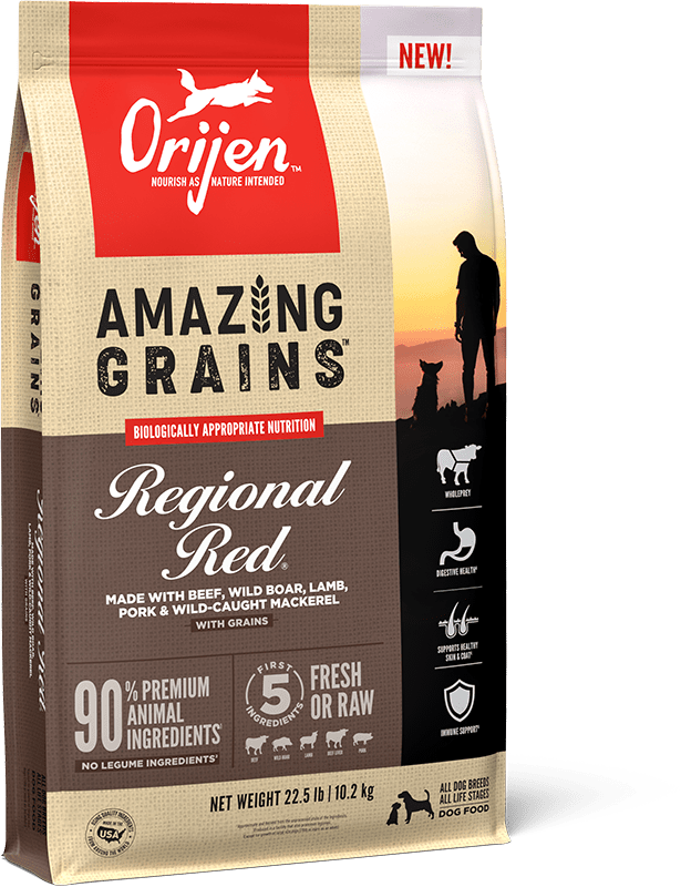 ORIJEN Amazing Grains Regional Recipe Packaging