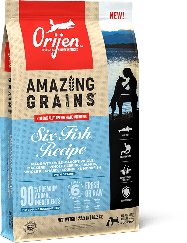 ORIJEN Amazing Grains Six Fish Recipe Packaging